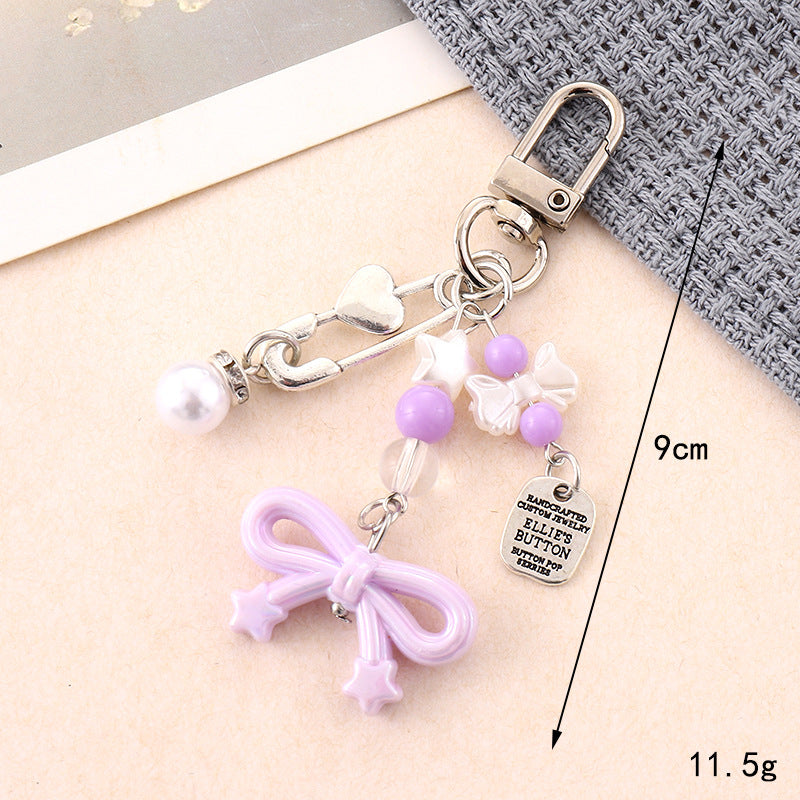 Wholesale  New Acrylic Bow Keychain Pendant Distinctive Diy Bag Bag Hanging Headset Hanging Chain Jewelry